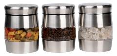 Set Of Tea Coffee Sugar Canister Jars Silver